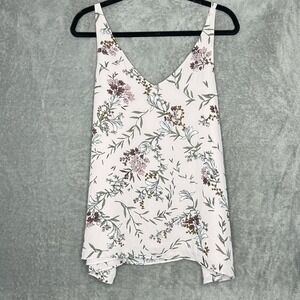 R Essentials 2X Shirt Top Pink Floral Flower Sleeveless V Neck Flowy Lightweight